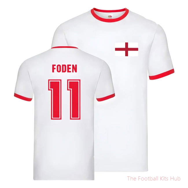England Ringer T-Shirt (Phil Foden 11)-unisoccer store