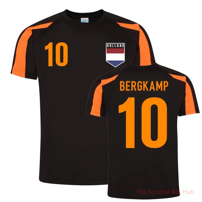 Dennis Bergkamp Holland Sports Training Jersey (Black-Orange)-unisoccer store