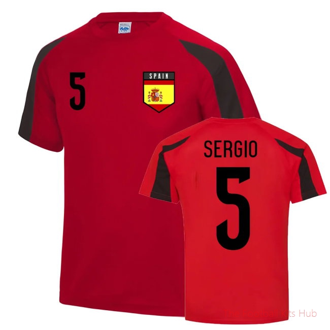 Sergio Busquets Spain Sports Training Jersey (Red-Black)-unisoccer store