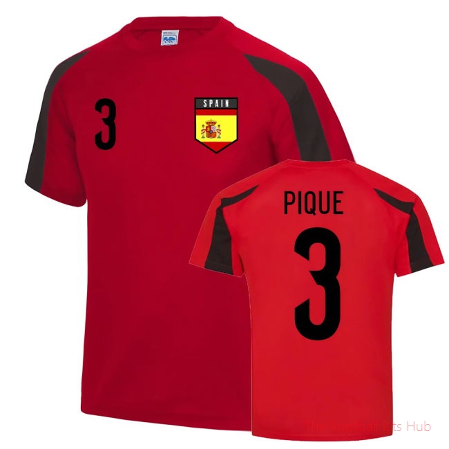 Gerard Pique Spain Sports Training Jersey (Red-Black)-unisoccer store