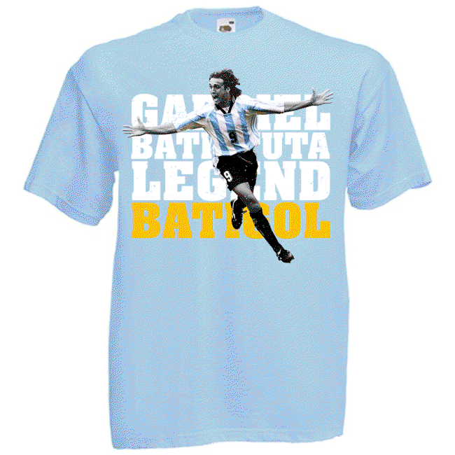 Gabriel Batistuta Argentina Legend T-Shirt (Sky) - Kids-unisoccer store