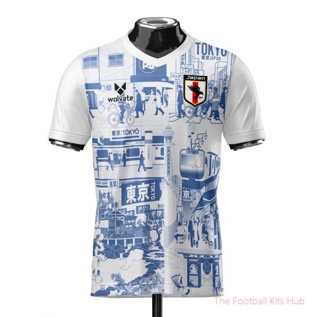 Japan Tokyo Heritage Football Jersey Blue (Wolvate) Adult Short Sleeve-unisoccer store