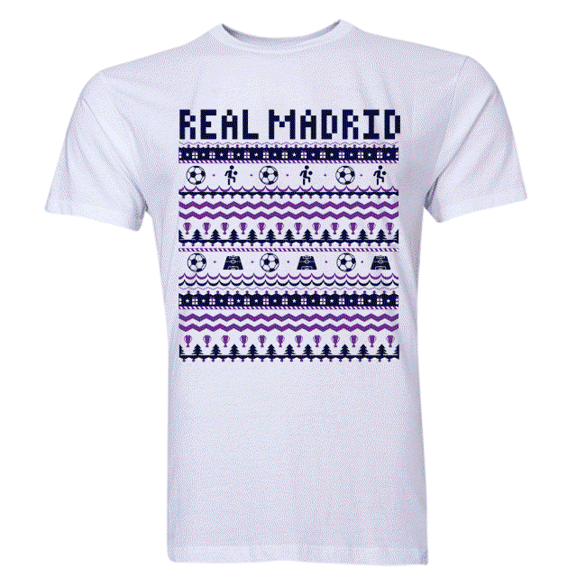 Real Madrid Christmas T-Shirt (White) - Kids-unisoccer store