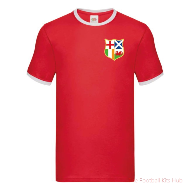 British and Irish Lions Ringer T-Shirt (Red) (Johnson 4)-unisoccer store