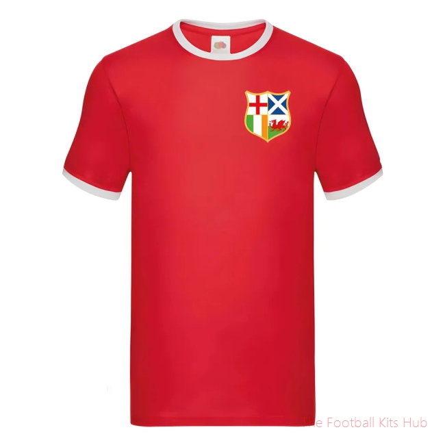 British and Irish Lions Ringer T-Shirt (Red) (Johnson 4)-unisoccer store