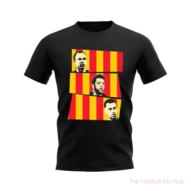 Iniesta Xavi Busquets Spain Trio T-Shirt (Black)-unisoccer store