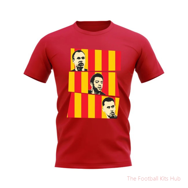 Iniesta Xavi Busquets Spain Trio T-Shirt (Red)-unisoccer store