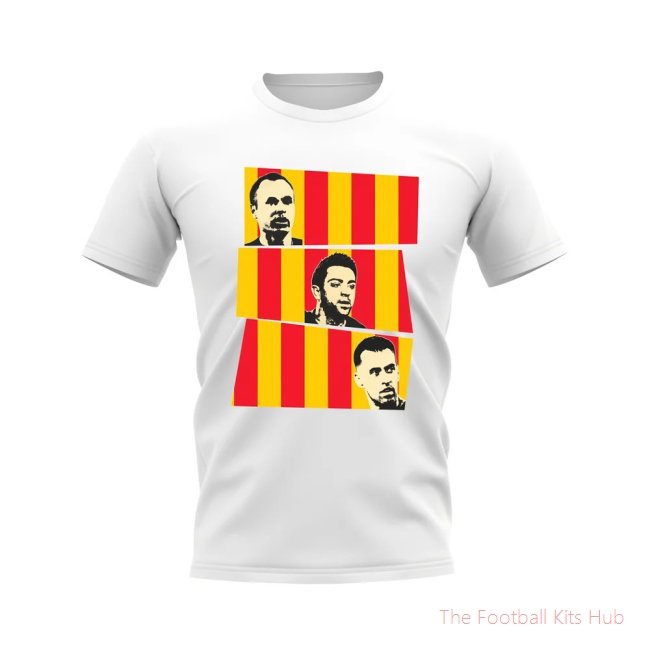 Iniesta Xavi Busquets Spain Trio T-Shirt (White)-unisoccer store
