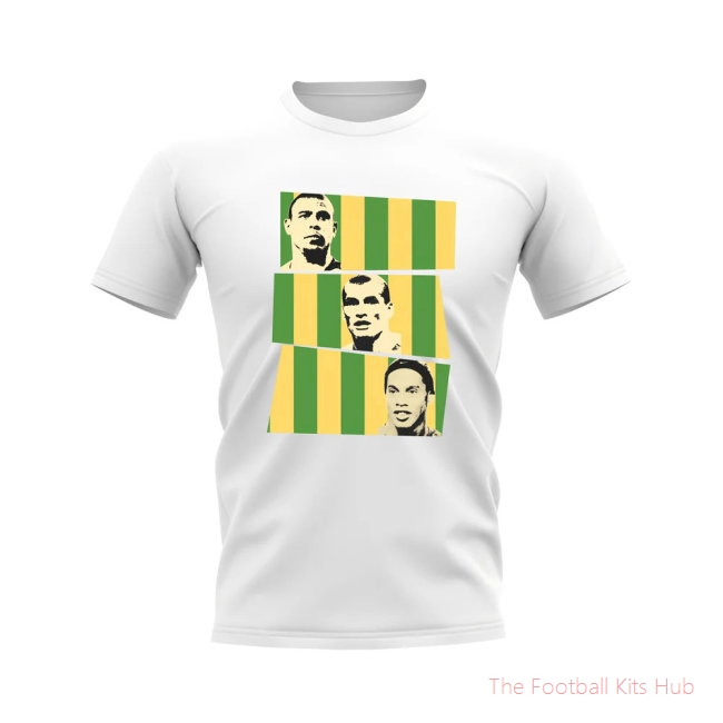 Ronaldo Rivaldo Ronaldinho Brazil Trio T-Shirt (White)-unisoccer store