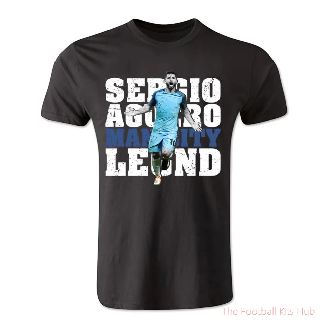 Sergio Aguero Man City Legend T-Shirt (Black)-unisoccer store