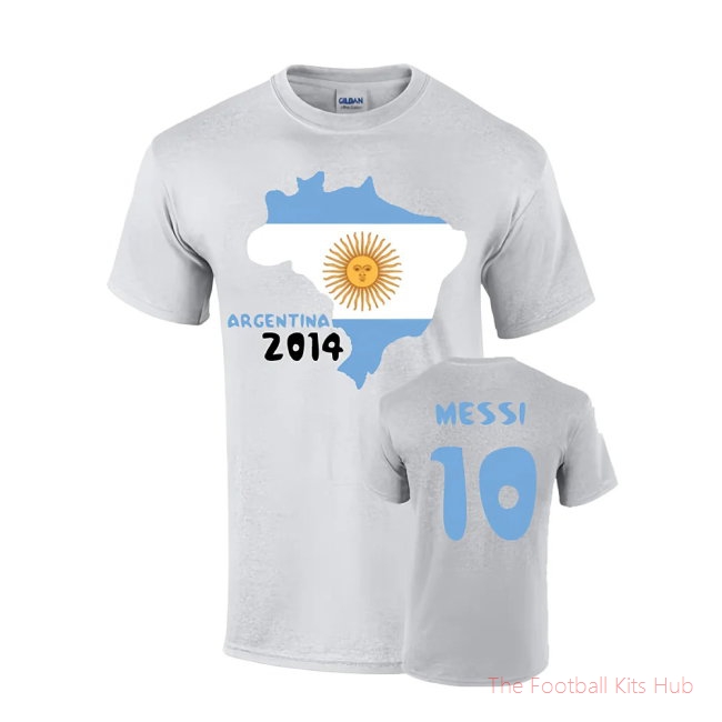 Argentina 2014 Country Flag T-shirt (messi 10)-unisoccer store