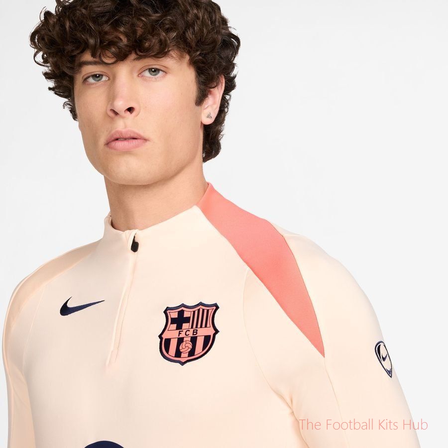 Barcelona Training Shirt Dri-FIT Strike Drill 3rd - Crimson Tint/Bright Mango/Midnight Navy-unisoccer store