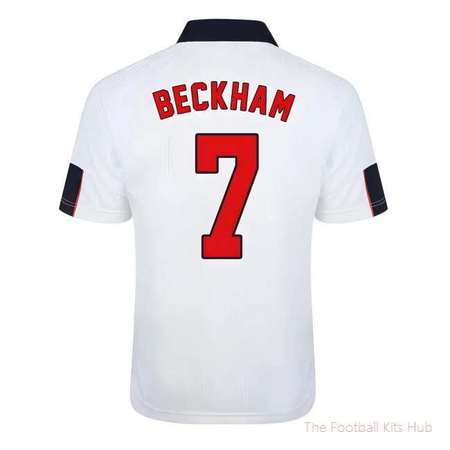 Score Draw England World Cup 1998 Home Shirt (Beckham 7)-unisoccer store
