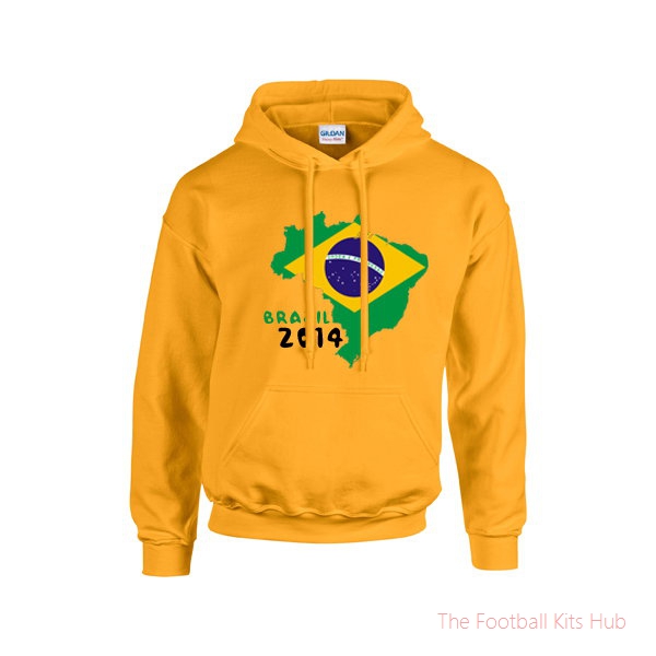 Brazil 2014 Country Flag Hoody (yellow) - Kids-unisoccer store