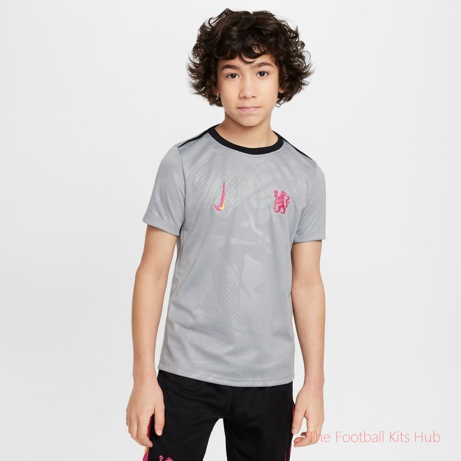 Chelsea Training T-Shirt Dri-FIT Academy Pro Pre Match 3rd - Particle Grey/Black/Pink Prime Kids-unisoccer store
