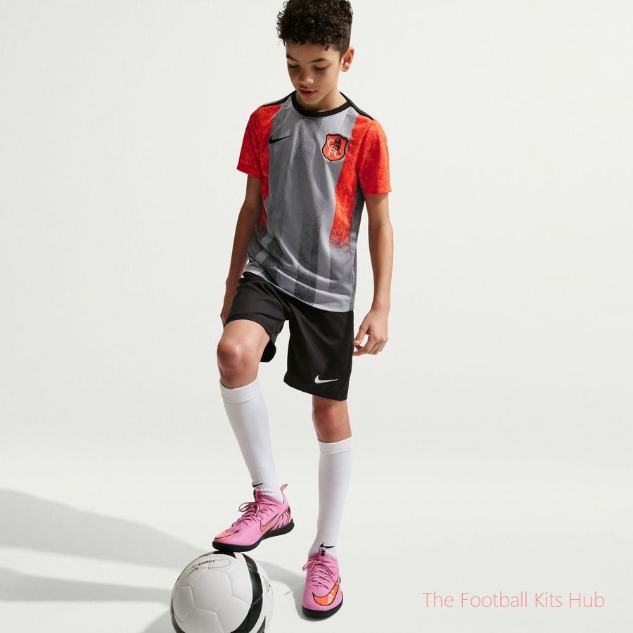 Chelsea Training T-Shirt Dri-FIT Academy Pro Pre Match SE - Wolf Grey/Turf Orange/Blue Kids-unisoccer store