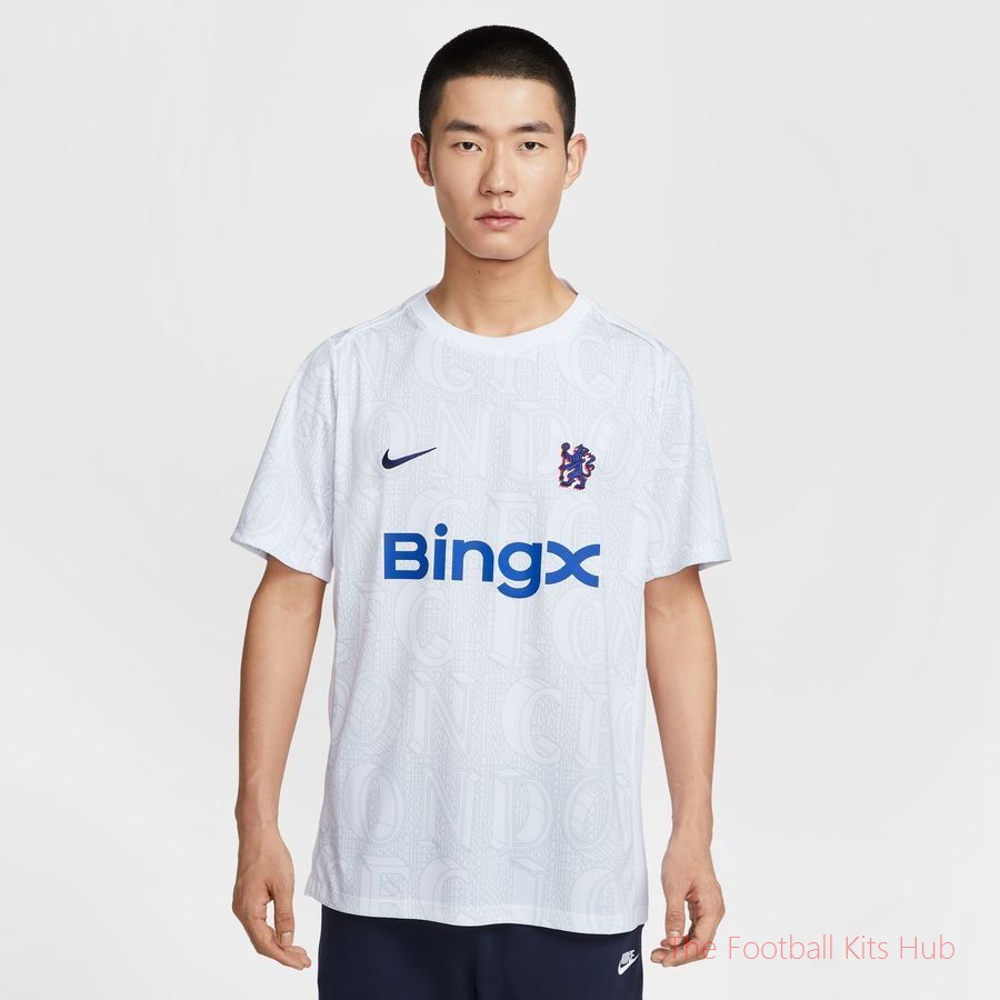 Chelsea Training T-Shirt Dri-FIT Academy Pro Pre Match - White/Pure Platinum/Rush Blue-unisoccer store