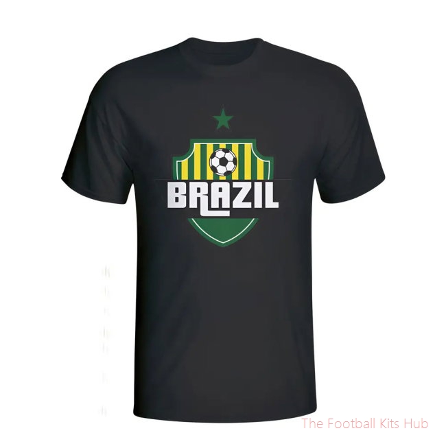 Brazil Country Logo T-shirt (black) - Kids-unisoccer store