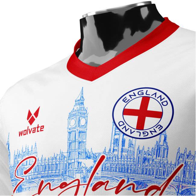 England Heritage Football Jersey White/Red (Wolvate) Adult Short Sleeve-unisoccer store