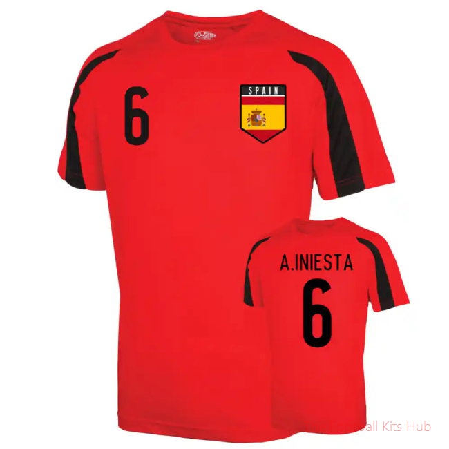 Spain Sports Training Jersey (a.iniesta 6) - Kids-unisoccer store