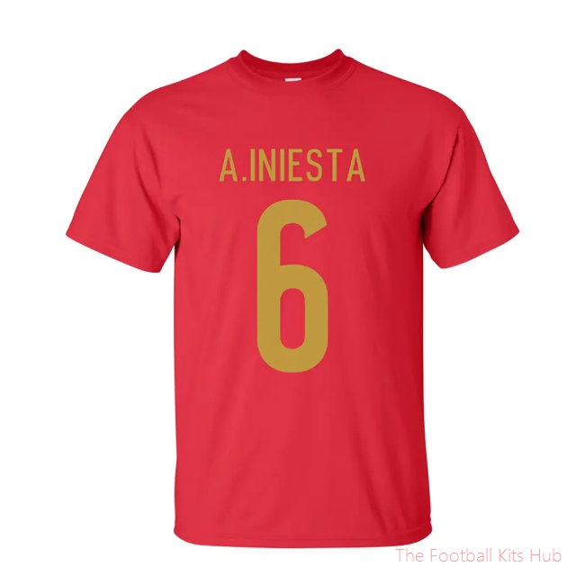 Andres Iniesta Spain Hero T-shirt (red)-unisoccer store
