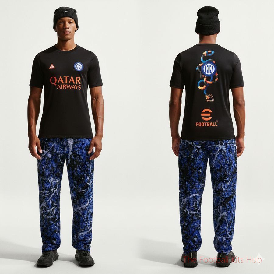 Inter X ACG Training T-Shirt Dri-FIT Academy Pro Pre Match 4th - Black/Safety Orange-unisoccer store