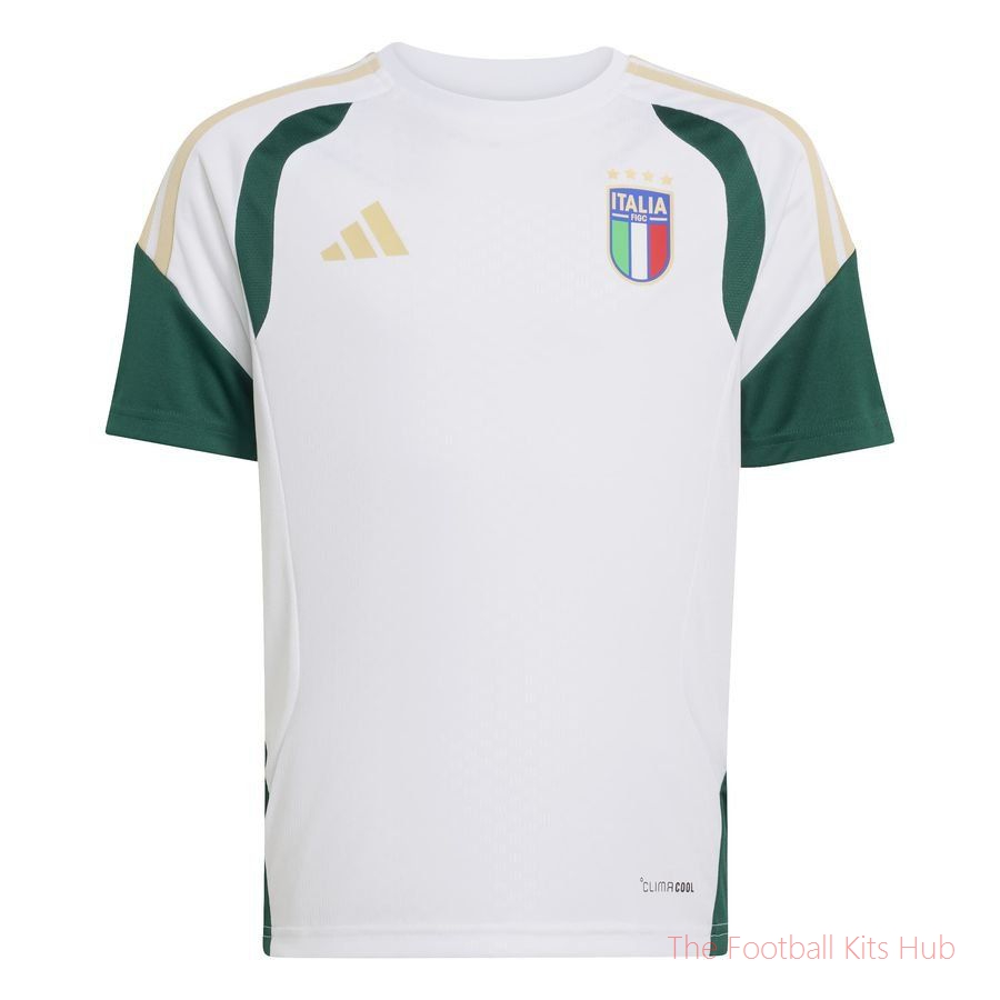 Italy Training T-Shirt Tiro 26 - White/Core Green Kids-unisoccer store