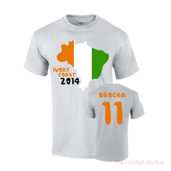 Ivory Coast 2014 Country Flag T-shirt (drogba 11)-unisoccer store