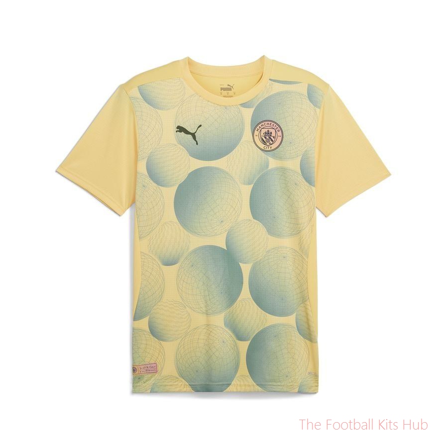 Manchester City Training T-Shirt Pre Match - Flaxen/Bold Blue-unisoccer store