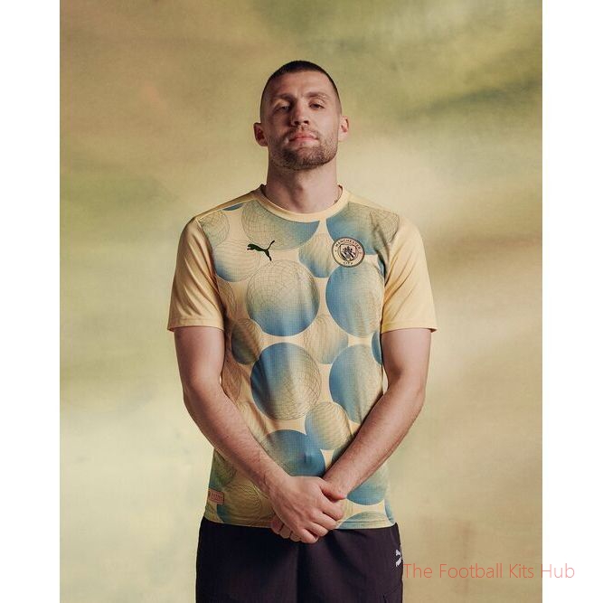Manchester City Training T-Shirt Pre Match - Flaxen/Bold Blue-unisoccer store