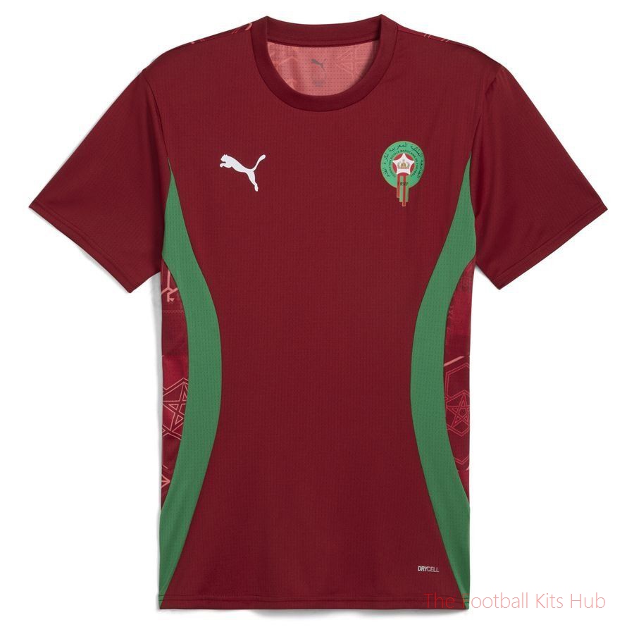 Morocco Training T-Shirt Pre Match Africa Cup of Nations 2025 - Intense Red/Archive Green-unisoccer store