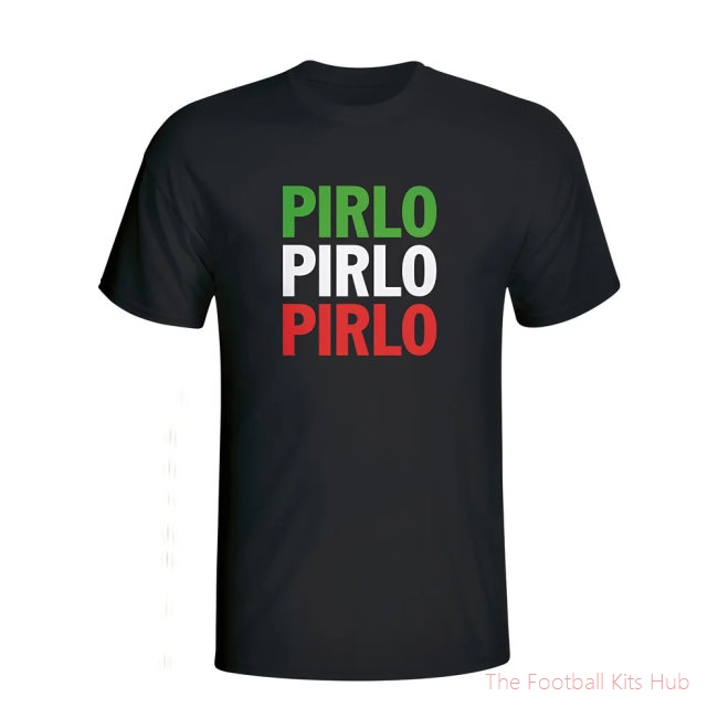 Andrea Pirlo Italy Player Flag T-shirt (black)-unisoccer store