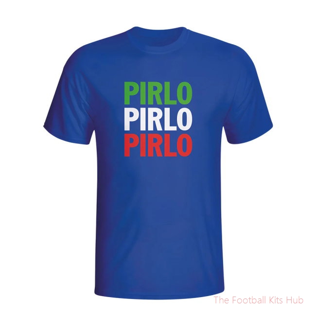 Andrea Pirlo Italy Player Flag T-shirt (blue)-unisoccer store