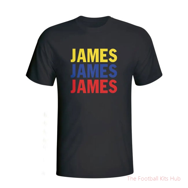 James Rodriguez Colombia Player Flag T-shirt (black) - Kids-unisoccer store