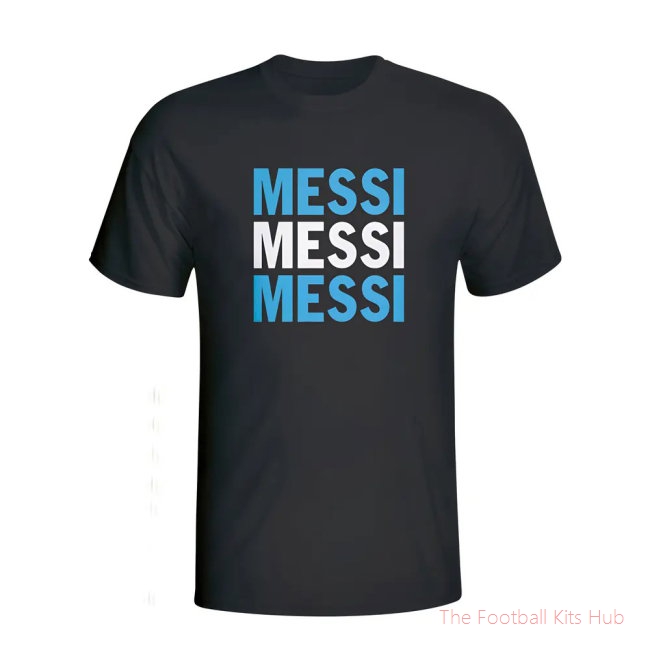 Lionel Messi Argentina Player Flag T-shirt (black)-unisoccer store