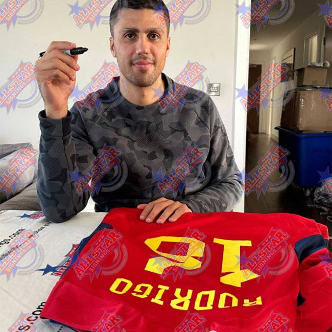 Spain Rodri Signed Shirt (Framed)-unisoccer store