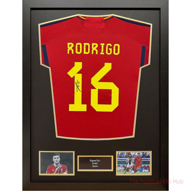 Spain Rodri Signed Shirt (Framed)-unisoccer store