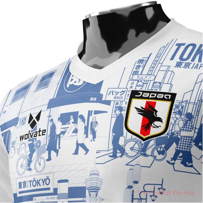 Japan Tokyo Heritage Football Jersey Blue (Wolvate) Adult Short Sleeve-unisoccer store