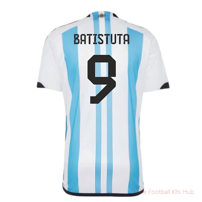 Argentina 2022 World Cup Winners Home Shirt (BATISTUTA 9)-unisoccer store