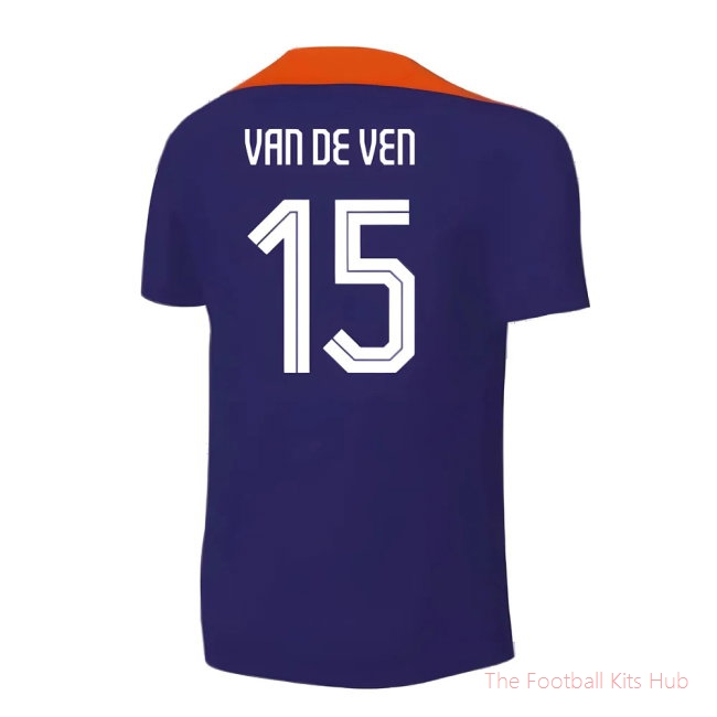 2024-2025 Netherlands Strike Training Shirt (Blue) - Kids (Van De Ven 15)-unisoccer store