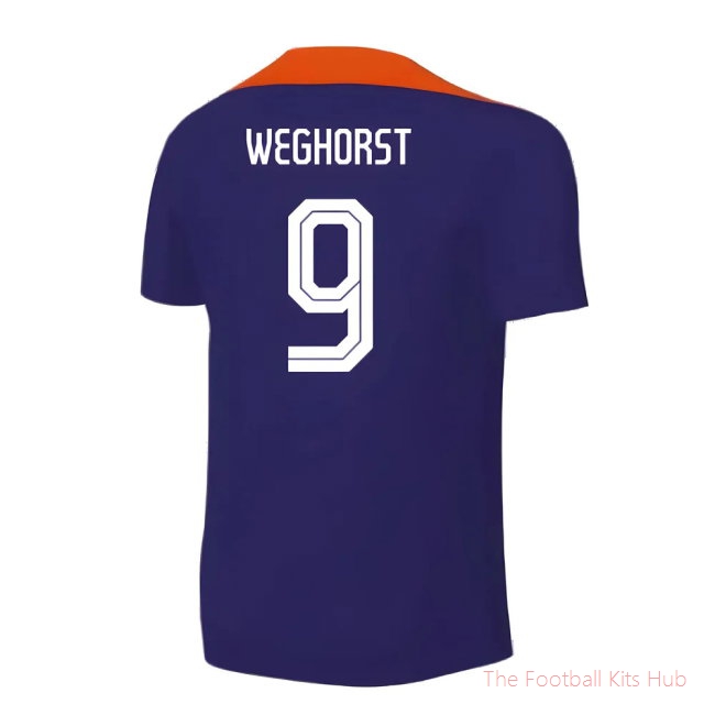 2024-2025 Netherlands Strike Training Shirt (Blue) - Kids (Weghorst 9)-unisoccer store