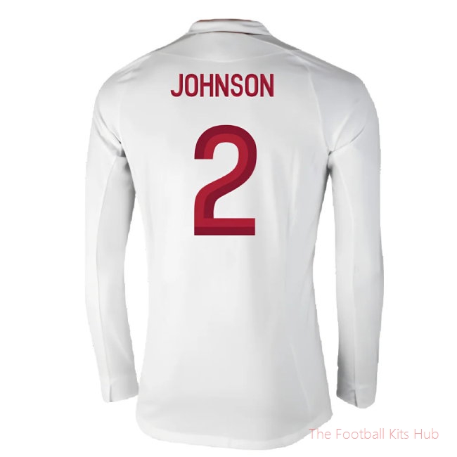 England 2012-13 Long Sleeve Home Shirt (L) (Fair) (Johnson 2)-unisoccer store