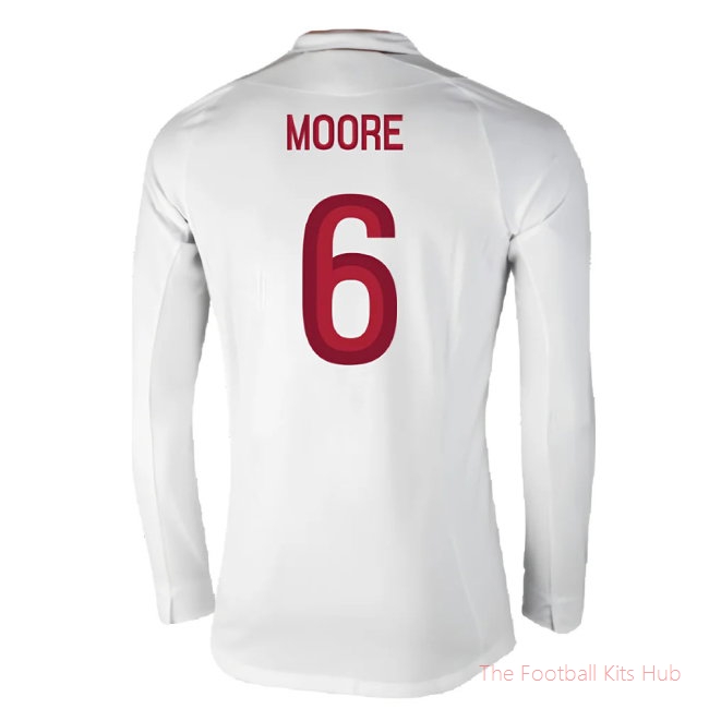 England 2012-13 Long Sleeve Home Shirt (L) (Fair) (Moore 6)-unisoccer store