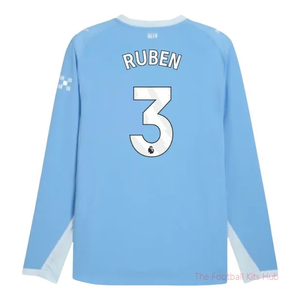 2026-2027 Man City Authentic Long Sleeve Home Shirt (Ruben 3)