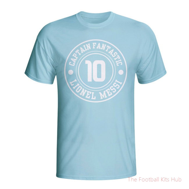 Lionel Messi Argentina Captain Fantastic T-shirt (sky Blue) - Kids-unisoccer store