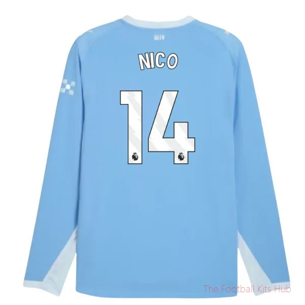 2026-2027 Man City Authentic Long Sleeve Home Shirt (Nico 14)