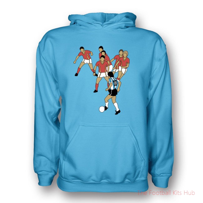 Diego Maradona Goal Of Century Hoody (sky) - Kids-unisoccer store