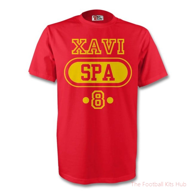 Xavi Spain Spa T-shirt (red)-unisoccer store