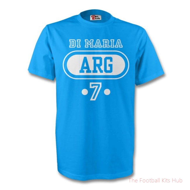 Angel Di Maria Argentina Arg T-shirt (sky Blue)-unisoccer store