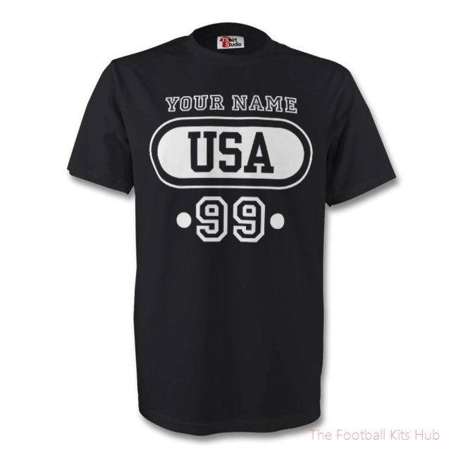 United States Usa T-shirt (black) + Your Name-unisoccer store